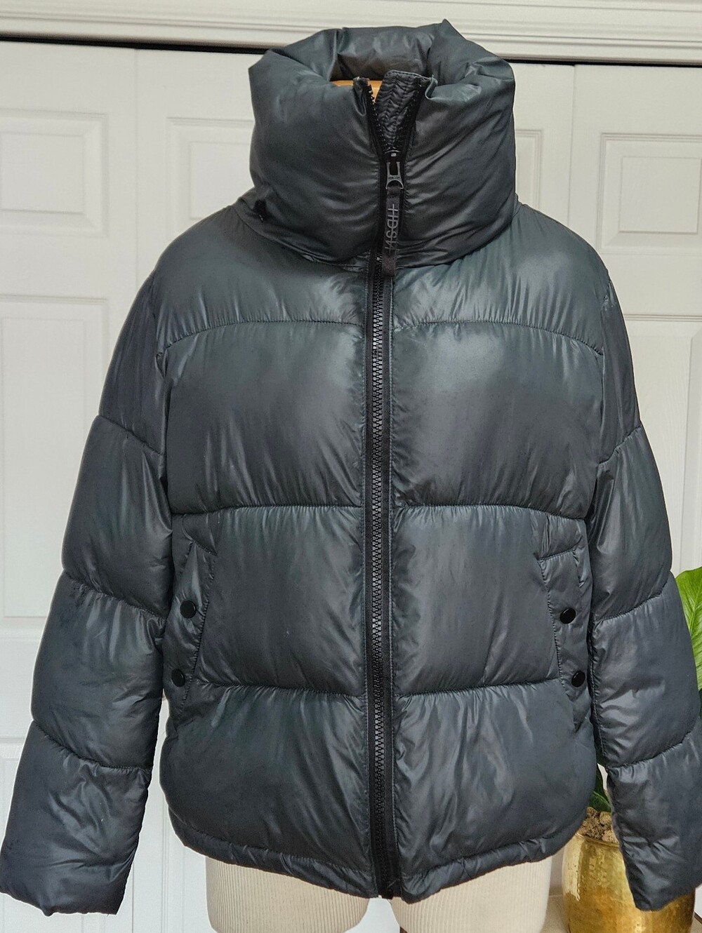 Hudson Jeans HDSN Quilted Puffer Jacket Dark Forest Green Size XS